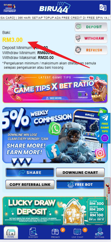 Free Credit New - Free Credit 365 - Biru44 - RM3 - Step 4 - Check Balance
