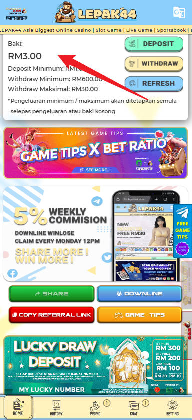 Free Credit New - Free Credit 365 - Lepak44 - RM10 - Step 4 - Check Balance