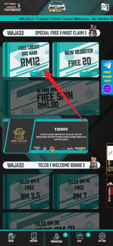 Free Credit New - Free Credit 365 - Waja33 - RM12 - Step 3 - Claim Bonus - Part 1