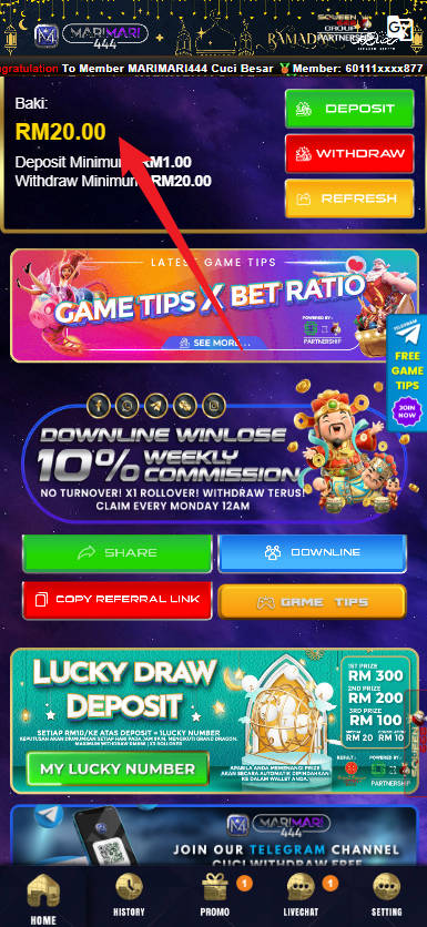 Free Credit New - Free Credit Slot - Ultra66 - RM20 - Step 4 - Check Balance