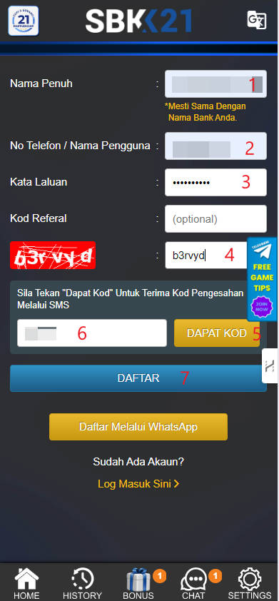 Free Credit New - Free Credit No Deposit - SBK21 - RM21 - Step 1 - Register An Account - Part 2