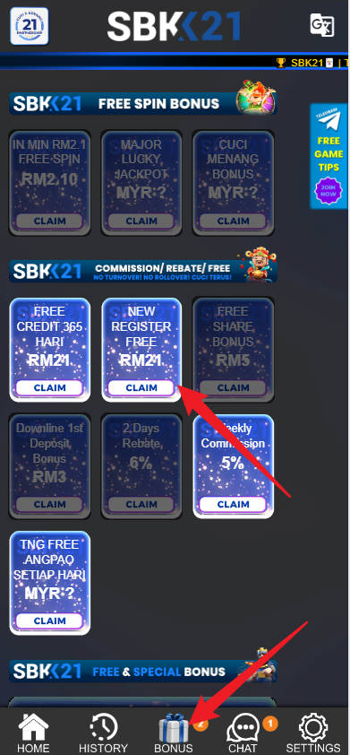 Free Credit New - Free Credit No Deposit - SBK21 - RM21 - Step 3 - Claim Bonus - Part 1