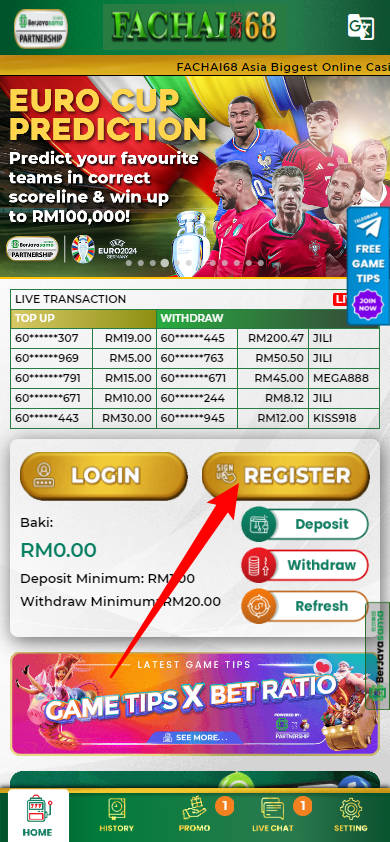 Free Credit New - Free Credit Slot - Fachai68 - RM5 - Step 1 - Register An Account - Part 1