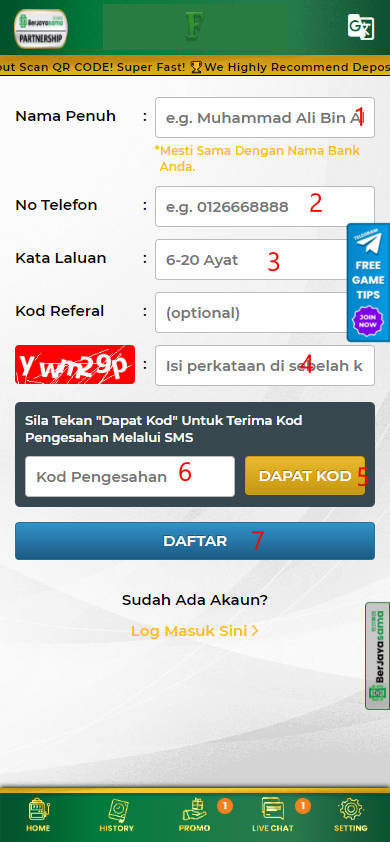 Free Credit New - Free Credit Slot - Fachai68 - RM5 - Step 1 - Register An Account - Part 2