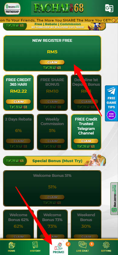 Free Credit New - Free Credit Slot - Fachai68 - RM5 - Step 3 - Claim Bonus - Part 1