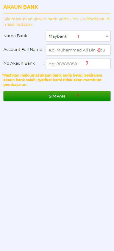 Free Credit New - Free Credit 365 - Zus888 - RM10 - Step 2 - Add A Bank Account - Part 1