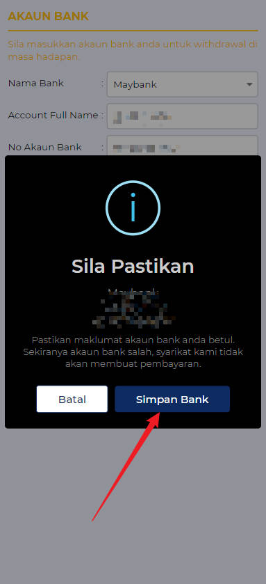 Free Credit New - Free Credit 365 - Zus888 - RM10 - Step 2 - Add A Bank Account - Part 2
