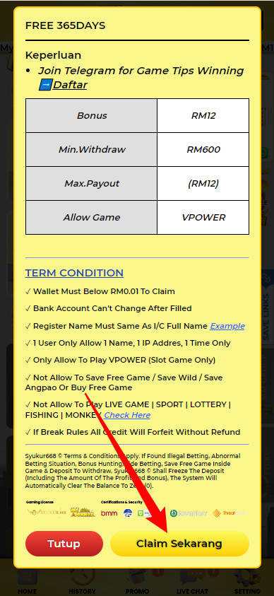Free Credit New - Free Credit 365 - Mytown33 - RM12 - Step 3 - Claim Bonus - Part 2