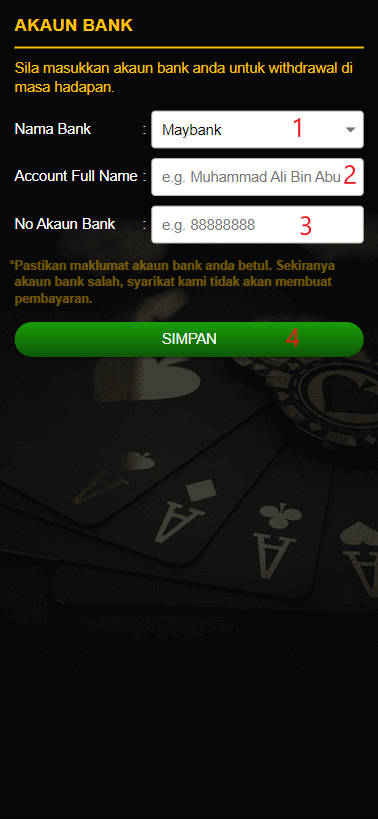 Free Credit New - Free Credit No Deposit - Pussy777 - RM38 - Step 2 - Add A Bank Account - Part 1