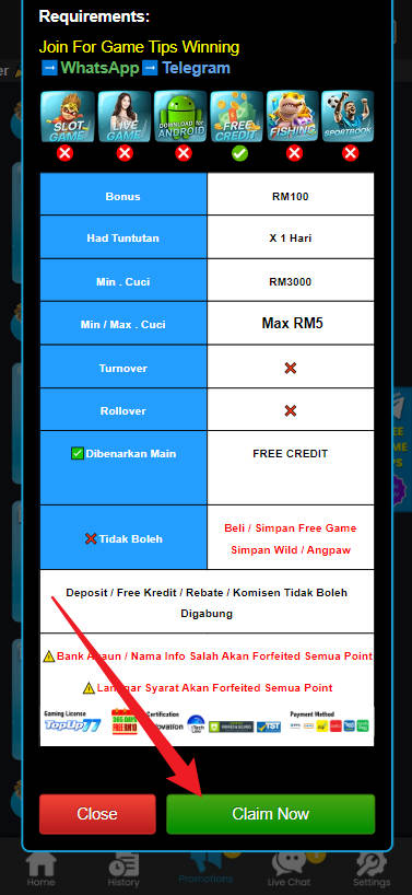 Free Credit New - Free Credit Slot - Topup77 - RM100 - Step 3 - Claim Bonus - Part 2